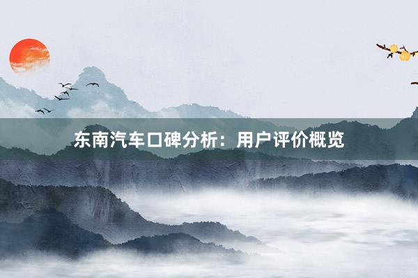 东南汽车口碑分析：用户评价概览