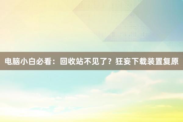 电脑小白必看：回收站不见了？狂妄下载装置复原